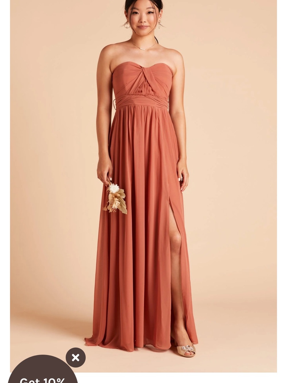 Birdy Grey, the Grace Dress, Chiffon & Terracotta Size Medium